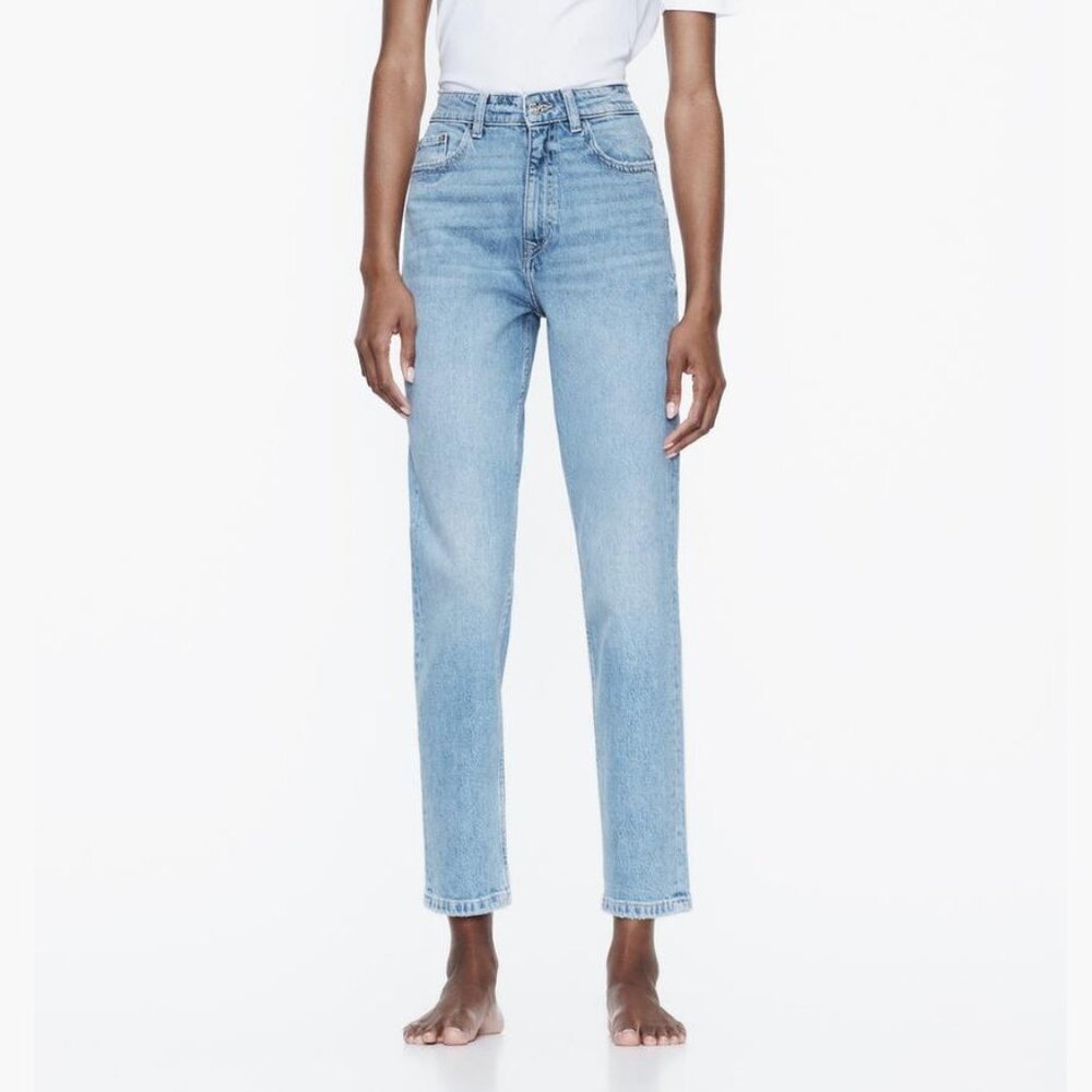 Zara Mom Jeans High Waisted Blue | Size 2